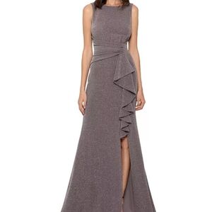 New 🆕 Betsy & Adam Gown Maxi Dress Metallic Glitter Fluid Sparkle Shine